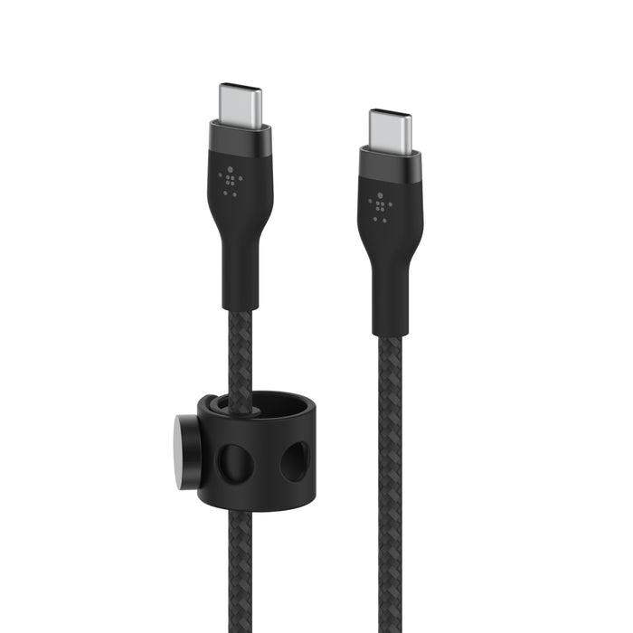 Belkin BoostCharge Pro Flex | Câble en silicone à gaine tressée USB-C/USB-C - 3m - Noir
