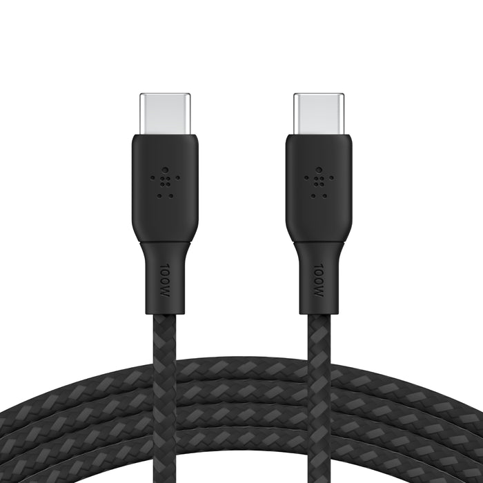 Belkin BoostCharge | gevlochten siliconen USB-C/USB-C-kabel (100W) - 3m - Zwart