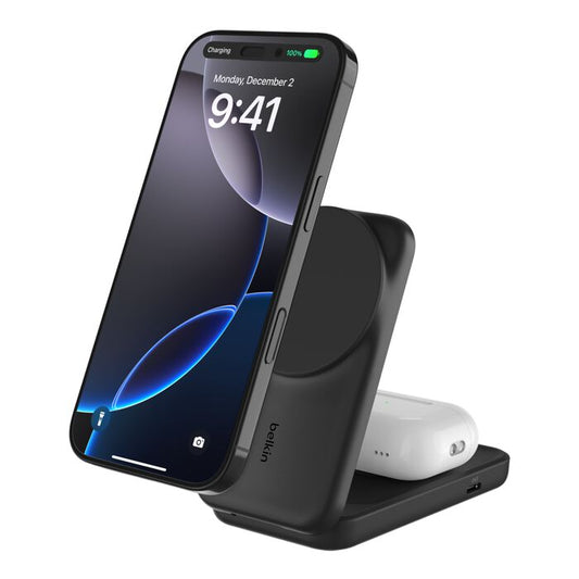 Belkin UltraCharge Pro | 2-in-1 uitklapbare magnetische lader met Qi2 (25W) - Zwart