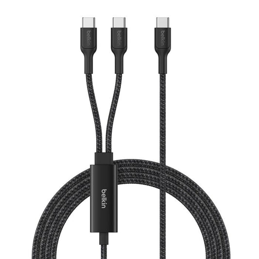 Belkin BoostCharge Pro | Gevlochten 140W USB-C/2x USB-C-kabel - 1,5 m - Zwart