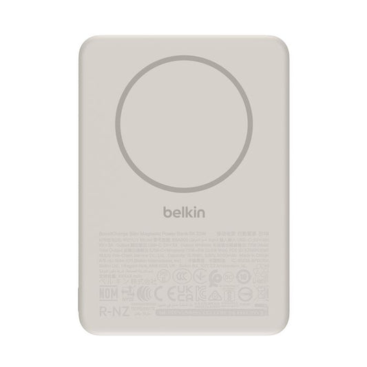 Belkin BoostCharge | Batterie externe magnétique 5.000mAh Slim avec anneau magnétique (7,5W) - Pierre de grès