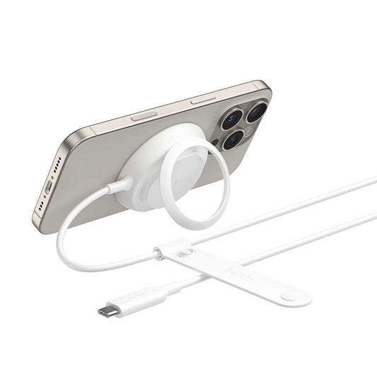 Belkin UltraCharge | Chargeur magnétique avec Qi2 (25W) - Support rond - Blanc