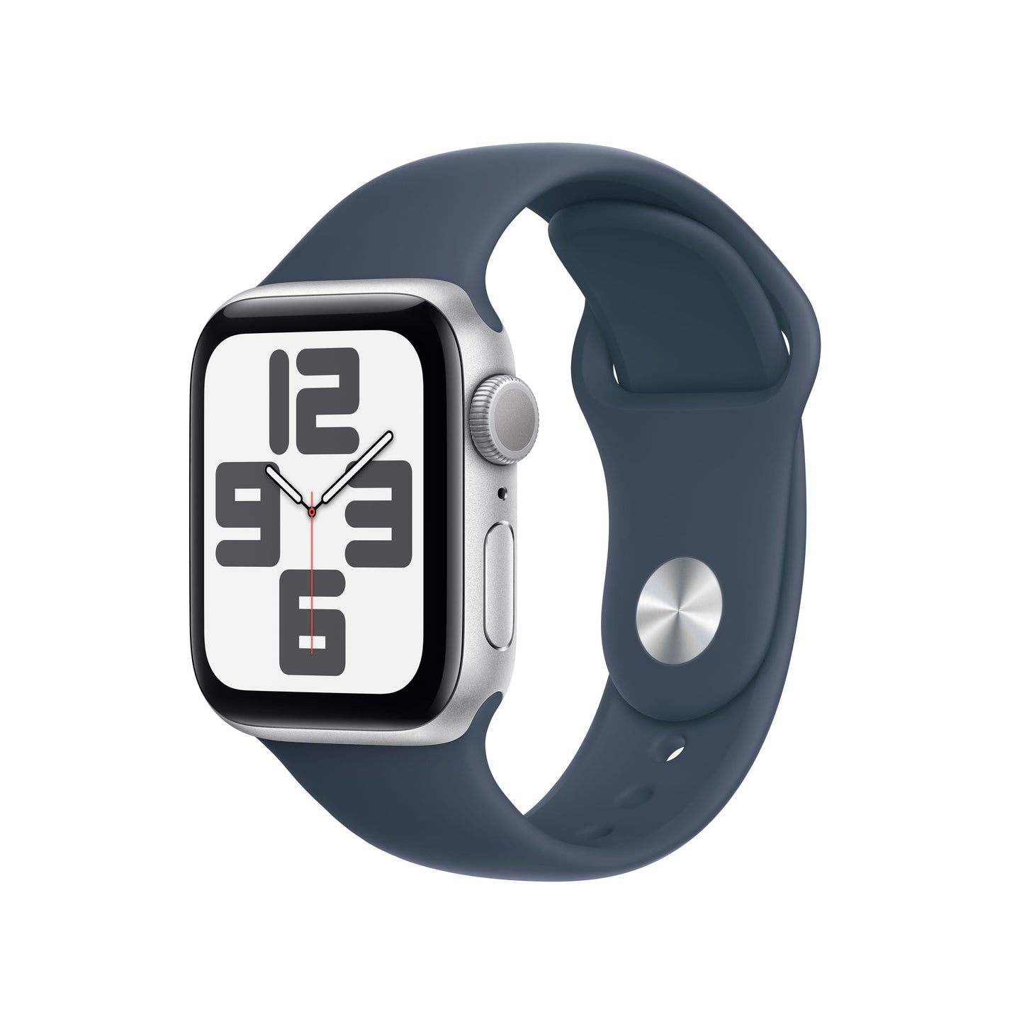 Apple Watch SE (GPS) • 40‐mm kast van zilverkleurig aluminium • Stormblauw sportbandje - S/M
