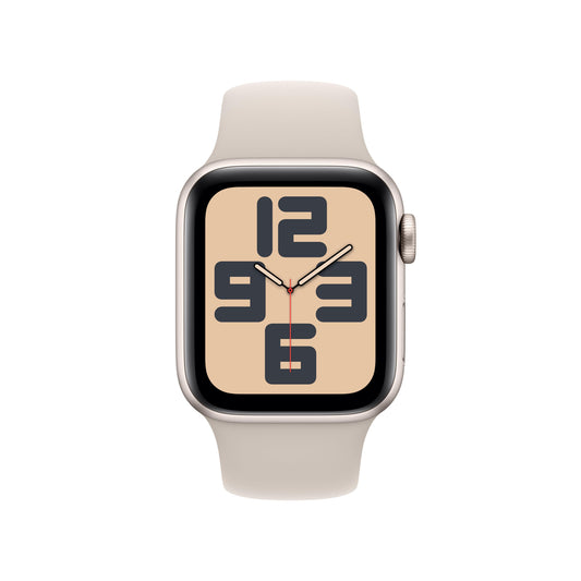 Apple Watch SE GPS, Boîtier en aluminium lumière stellaire de 40 mm, Bracelet Sport lumière stellaire - S/M
