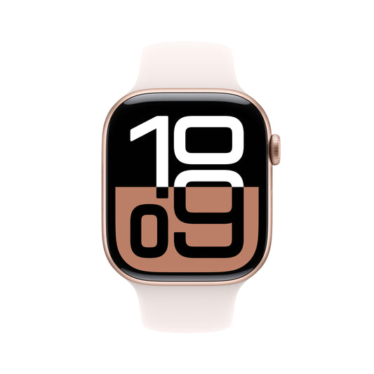 EOL Apple Watch Series 10 (GPS) • 46‑mm kast van roségoudkleurig aluminium • Rosé sportbandje - S/M