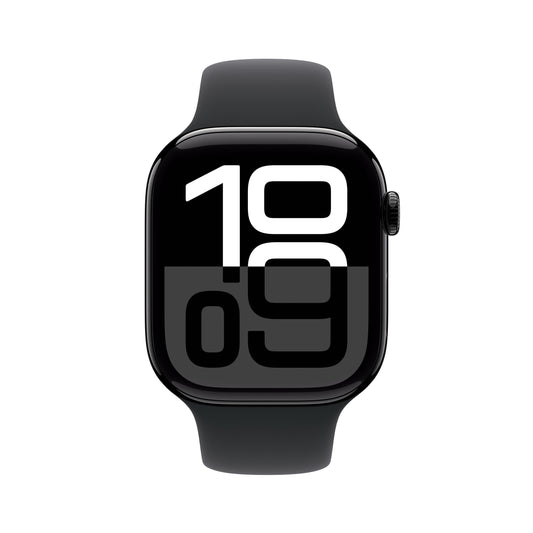 EOL Apple Watch Series 10 (GPS + Cellular) • 46‐mm kast van gitzwart aluminium • Zwart sportbandje - M/L