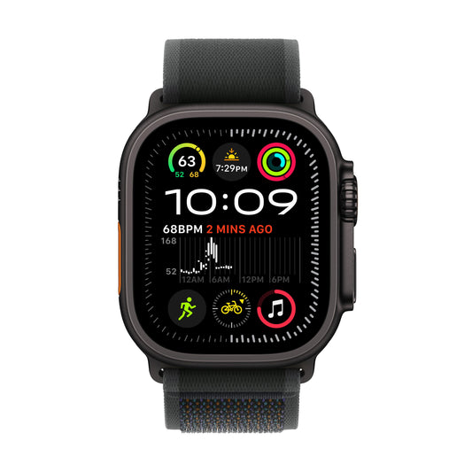 EOL Apple Watch Ultra 2 (GPS + Cellular) • 49-mm kast van zwart titanium • Zwart Trail‑bandje - S/M