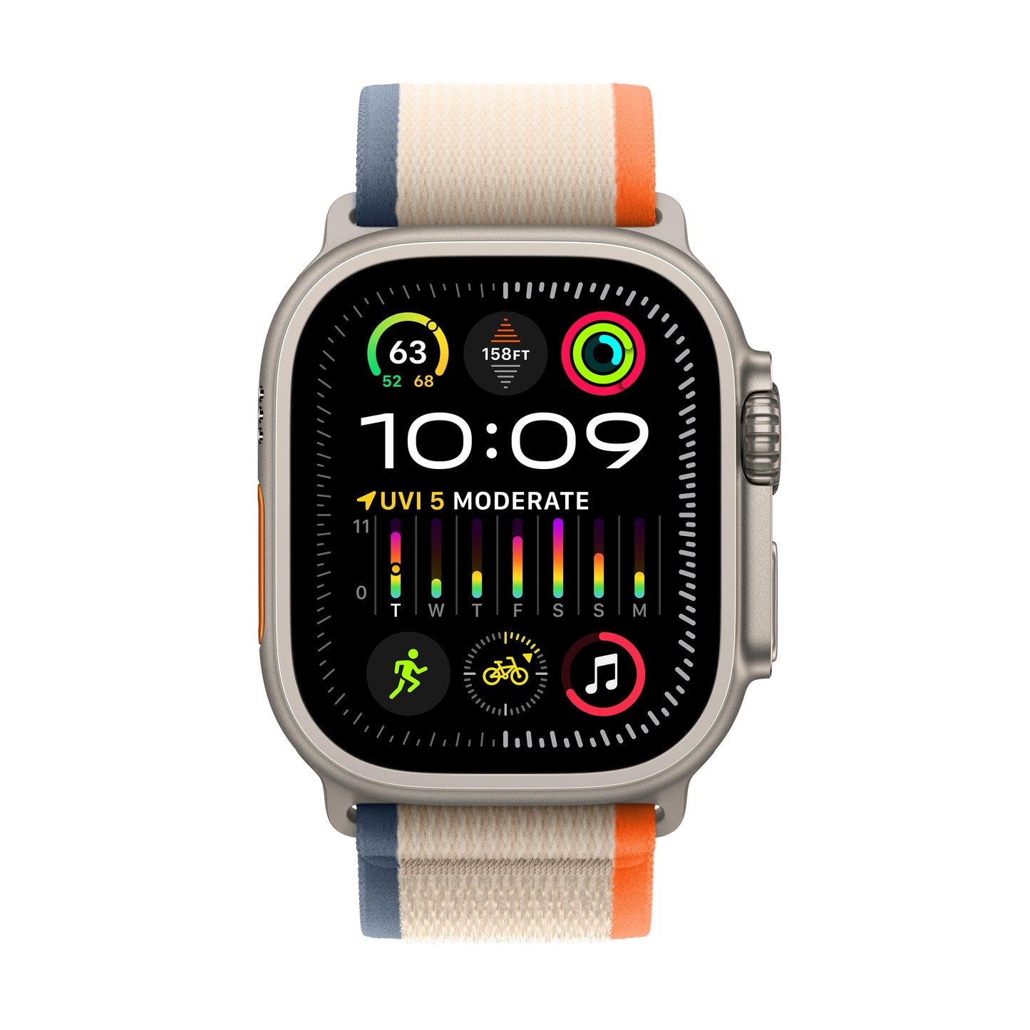 Apple Watch Ultra 2 GPS + Cellular, Boîtier en titane de 49 mm avec Boucle Trail orange/beige - S/M