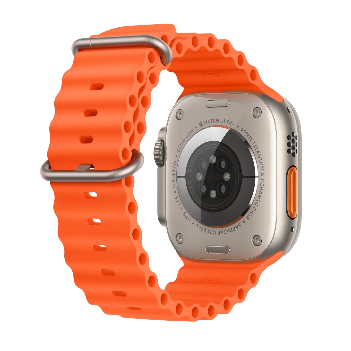 Apple Watch Ultra 2 (GPS + Cellular) • 49-mm kast van titanium • Oranje Ocean‑bandje