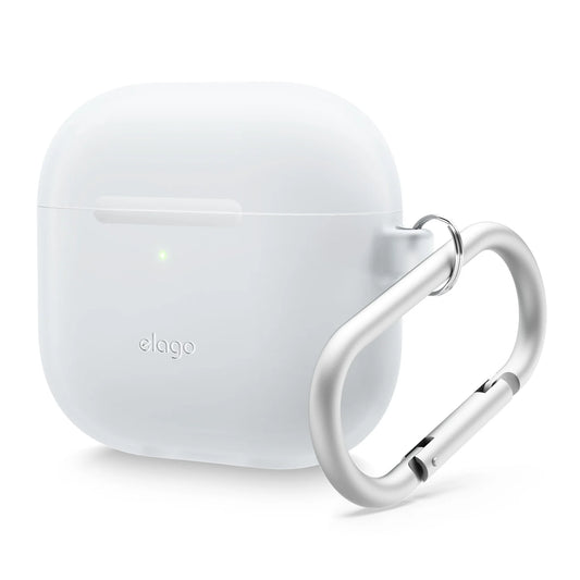 Elago Silicone Hang Case voor AirPods 4 - Wit (Nightglow blue)