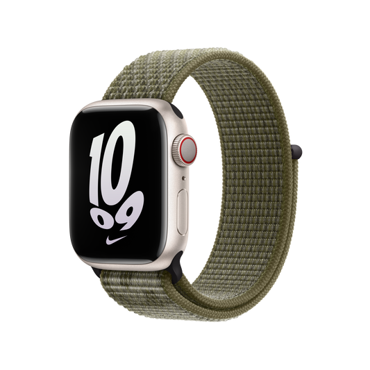EOL Geweven sportbandje van Nike - Sequoia/platina (41 mm)
