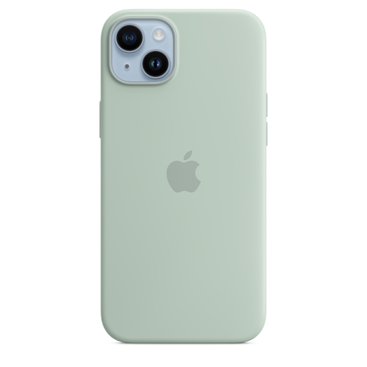 EOL Coque en silicone avec MagSafe pour iPhone 14 Plus - Bleu cactus