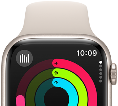 Apple Watch Series 9 affichant les anneaux Activité