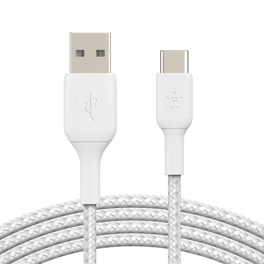 Belkin BoostCharge | Câble à gaine tressée USB-C/USB-A - 1m - Blanc