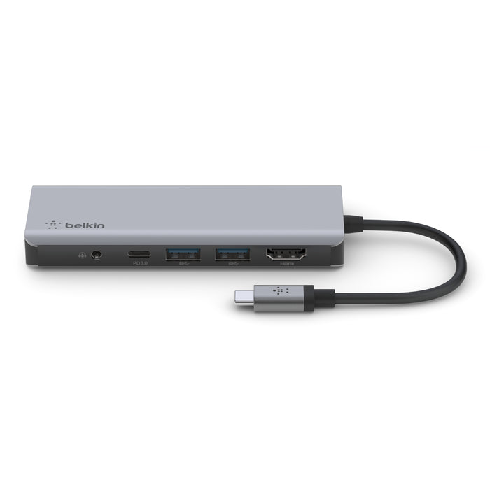 Belkin Connect | 7-in-1 USB-C Hub (USB-C PD / 2 x USB-A 3.0 / 4K HDMI / 3,5mm audio / SD & microSD card)
