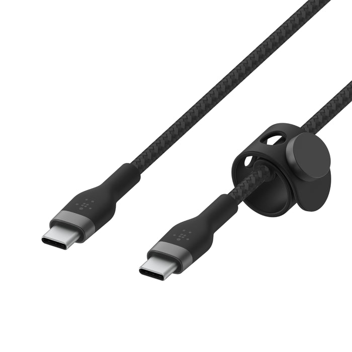 Belkin BoostCharge Pro Flex | Câble en silicone à gaine tressée USB-C/USB-C - 2m - Noir