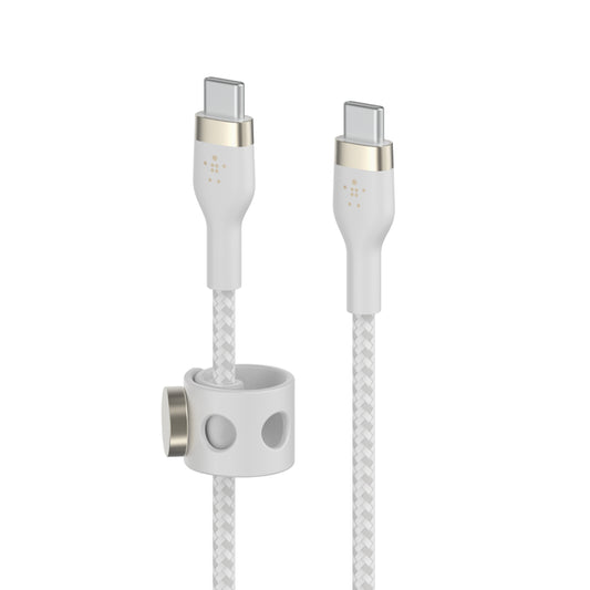 Belkin BoostCharge Pro Flex | Câble en silicone à gaine tressée USB-C/USB-C - 3m - Blanc