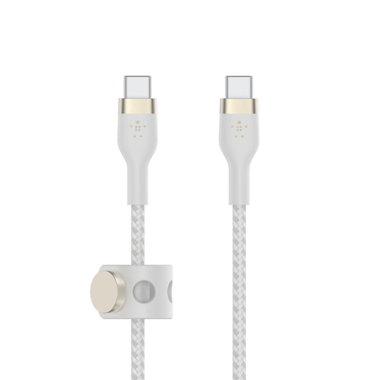 Belkin BoostCharge Pro Flex | Câble en silicone à gaine tressée USB-C/USB-C - 2m - Blanc