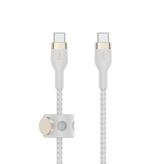 Belkin BoostCharge Pro Flex | Gevlochten siliconen USB-C/USB-C-kabel - 1m - Wit