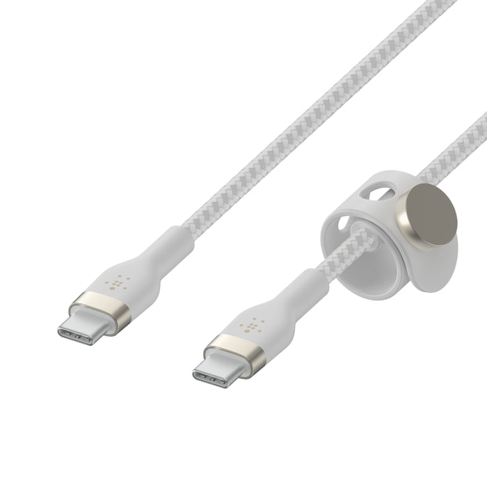 Belkin BoostCharge Pro Flex | Câble en silicone à gaine tressée USB-C/USB-C - 1m - Blanc