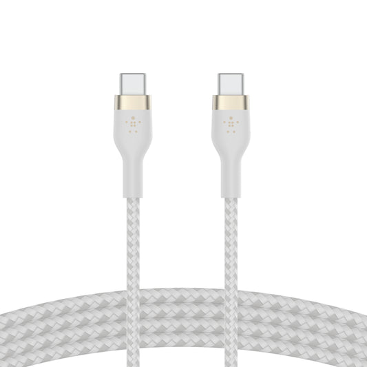Belkin BoostCharge Pro Flex | Câble en silicone à gaine tressée USB-C/USB-C - 1m - Blanc