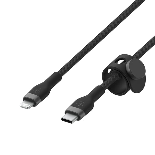 Belkin BoostCharge Pro Flex | Câble en silicone à gaine tressée USB-C/Lightning - 1m - Noir