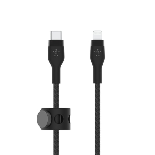 Belkin BoostCharge Pro Flex | Câble en silicone à gaine tressée USB-C /Lightning - 3m - Noir
