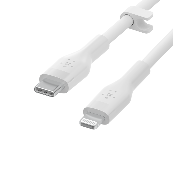 Belkin BoostCharge Flex | Câble en silicone USB-C vers Lightning - 1m - Blanc