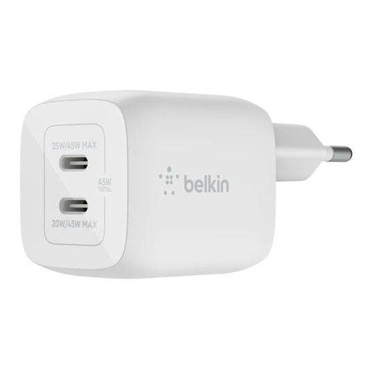 EOL Belkin BoostCharge | Chargeur secteur 2 ports USB-CGaN/PPS (45W) - Blanc