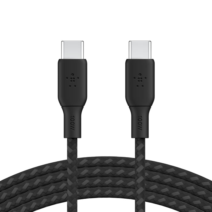 EOL Belkin BoostCharge | gevlochten siliconen USB-C/USB-C-kabel (100W) - 3m - Zwart