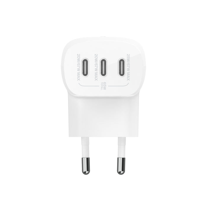 Belkin BoostCharge | Chargeur secteur 3 ports USB-C avec PPS (67 W) + câble USB-C/USB-C - Blanc