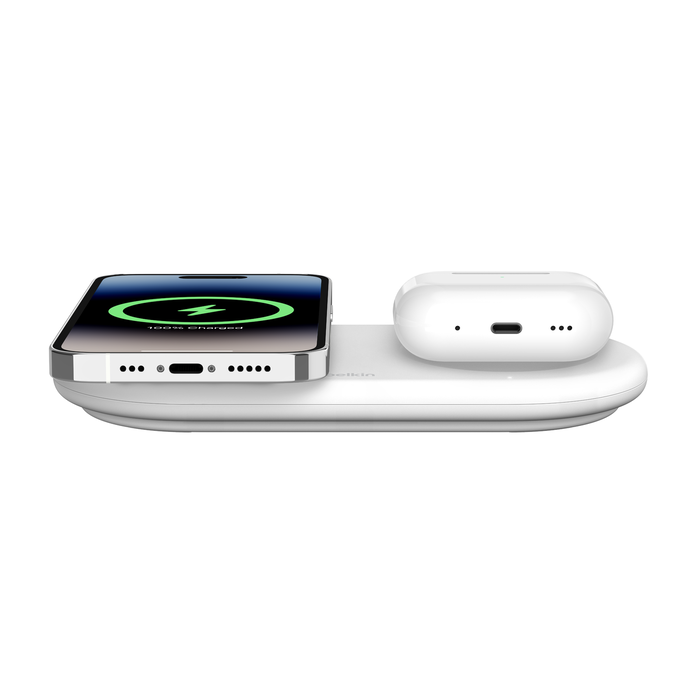 EOL Belkin BoostCharge Pro | 2-in-1 magnetisch draadloos laadstation met Qi2 (15 W) - Wit