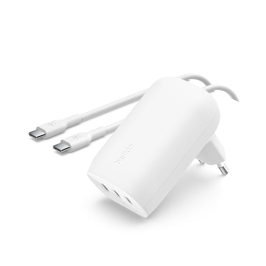 Belkin BoostCharge | Chargeur secteur 3 ports USB-C avec PPS (67 W) + câble USB-C/USB-C - Blanc