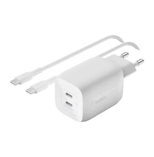 EOl Belkin BoostCharge | Chargeur secteur USB-C/GaN/PPS (65W) + câble USB-C/USB-C - 2m - Blanc