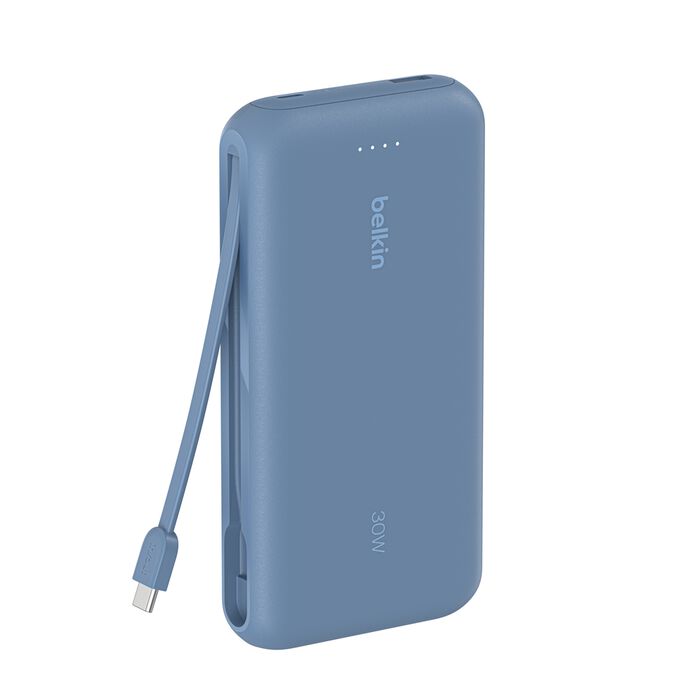 Belkin BoostCharge | 20.000mAh-powerbank met geïntegreerde USB-C-kabel - Blauw
