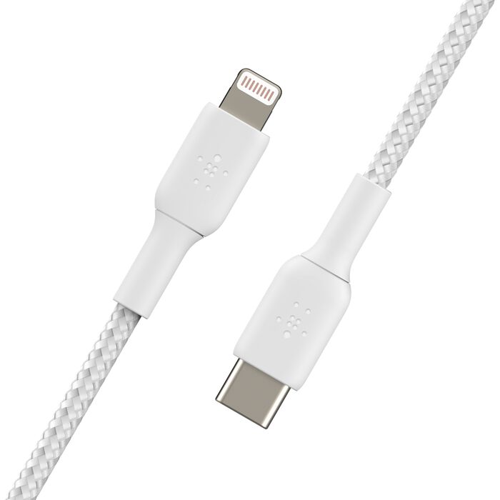 Belkin BoostCharge | Câble à gaine tressée USB-C/Lightning - 1m - Blanc