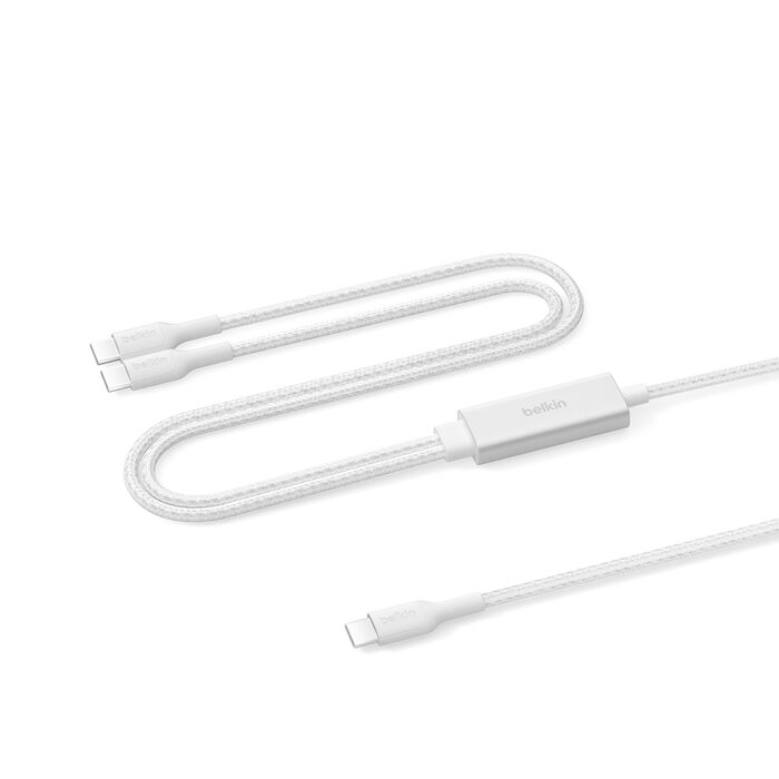 Belkin BoostCharge Pro | Gevlochten 140W USB-C/2x USB-C-kabel - 1,5 m - Wit