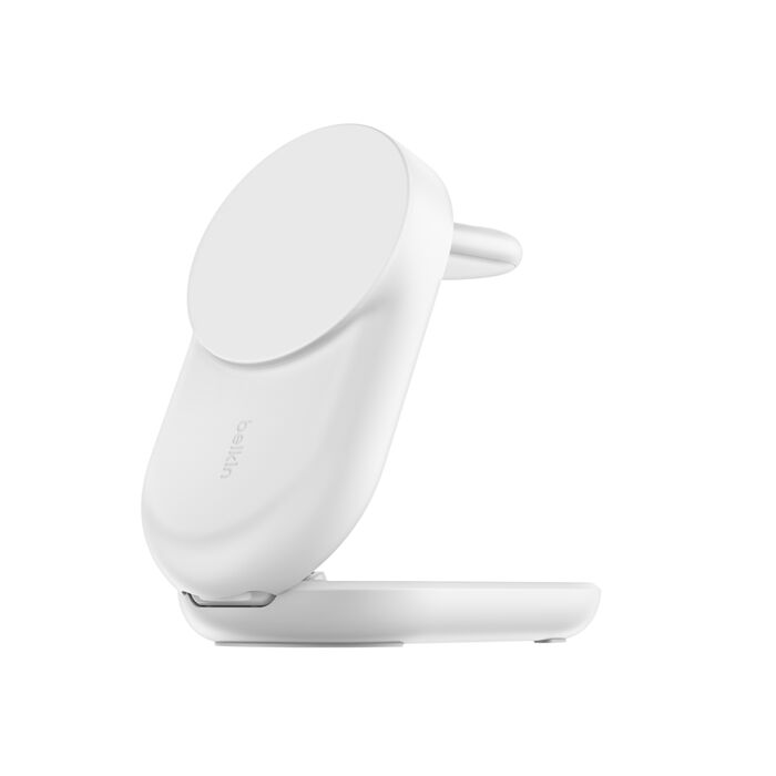 Belkin UltraCharge | Socle de recharge 3-en-1 aimantée et pliable avec Qi2 (25 W) - Blanc