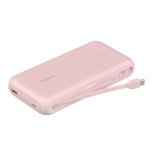 Belkin BoostCharge | Batterie externe 20K avec câble USB-C intégré - Rose