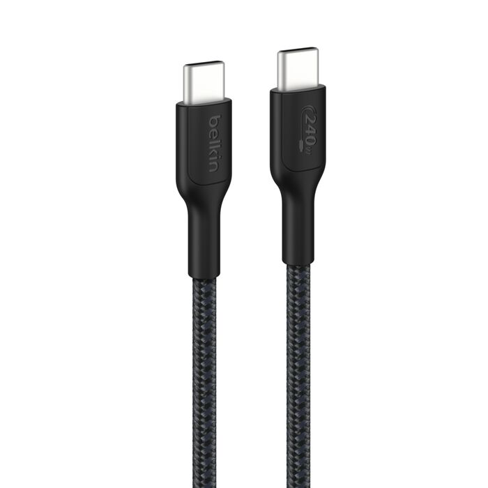 Belkin BoostCharge Pro | Câble à gaine tressée USB-C/USB-C (240 W) - 2 m - Noir