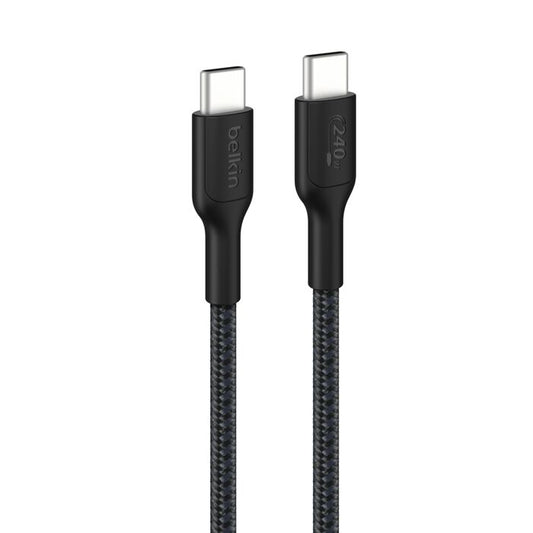 Belkin BoostCharge Pro | Câble à gaine tressée USB-C/USB-C (240 W) - 2 m - Noir