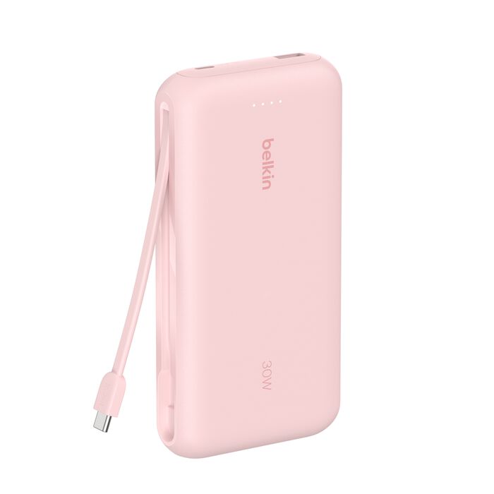 Belkin BoostCharge | 20.000mAh-powerbank met geïntegreerde USB-C-kabel - Roze