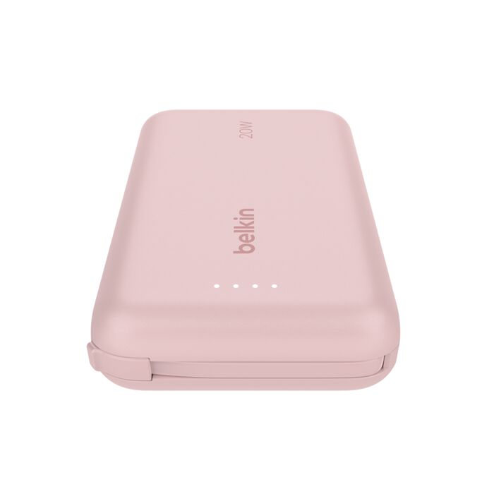 Belkin BoostCharge | Batterie externe 10K avec câble USB-C intégré - Rose