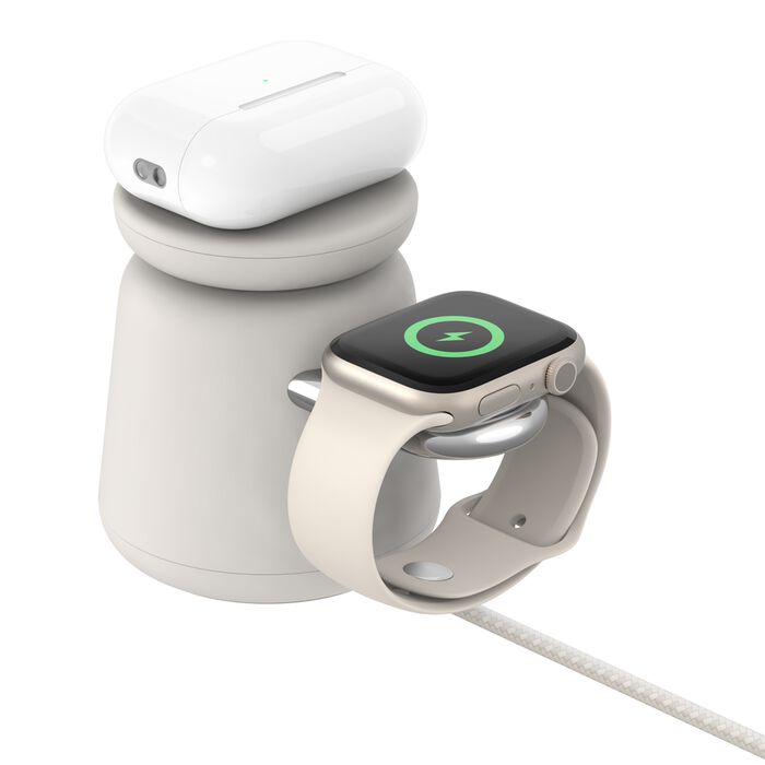 Belkin BoostCharge Pro | Station de recharge 2-en-1 avec Qi2 (15 W) - Sand