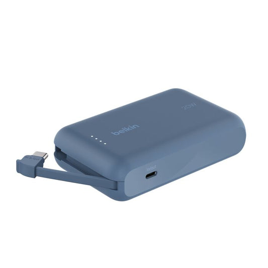 Belkin BoostCharge | 10.000mAh-powerbank met geïntegreerde USB-C-kabel - Blauw