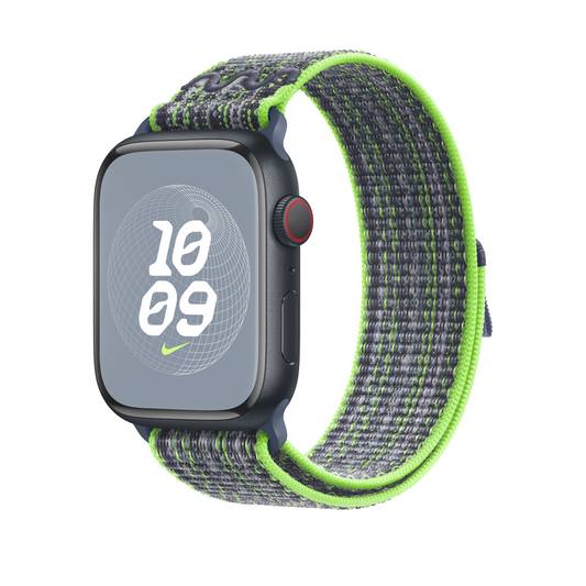 EOL Geweven sportbandje van Nike - Felgroen/blauw (45 mm)