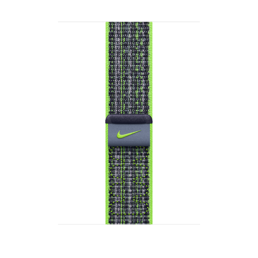 Geweven sportbandje van Nike - Felgroen/blauw (45 mm)