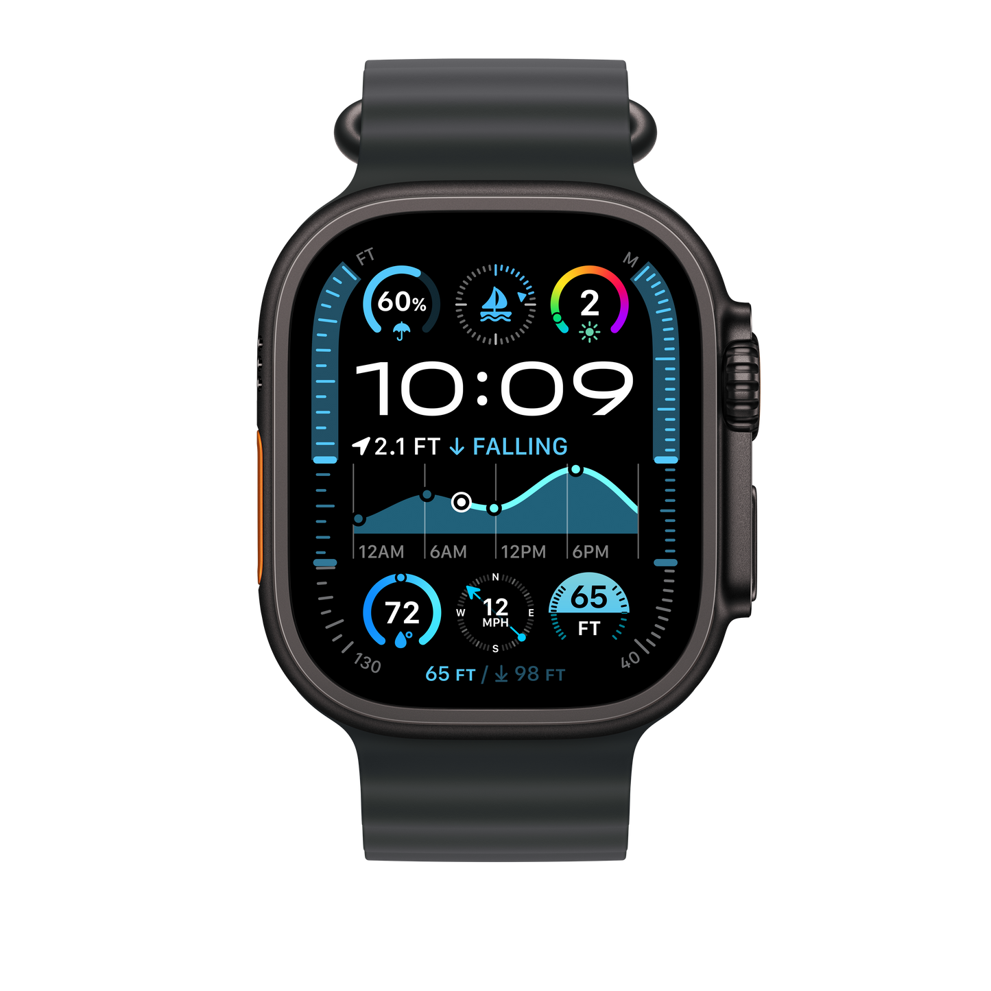 Bracelet Océan - Noir (49 mm) - Titane noir