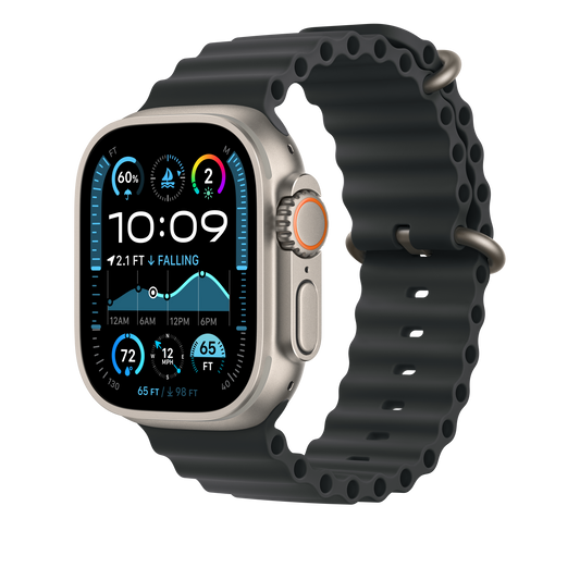 Ocean-bandje - Zwart (49 mm) - Naturel titanium