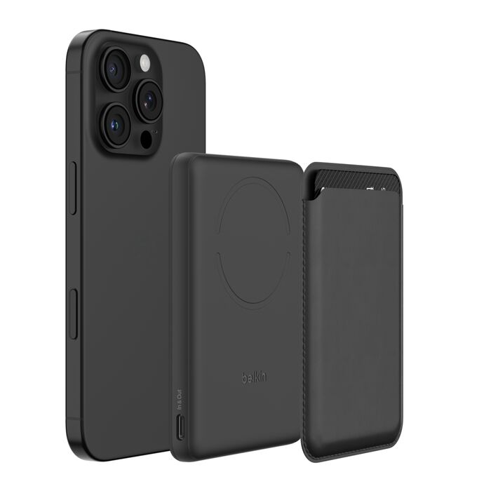 Belkin BoostCharge | Batterie externe magnétique 5.000mAh Slim avec anneau magnétique (7,5W) - Noir